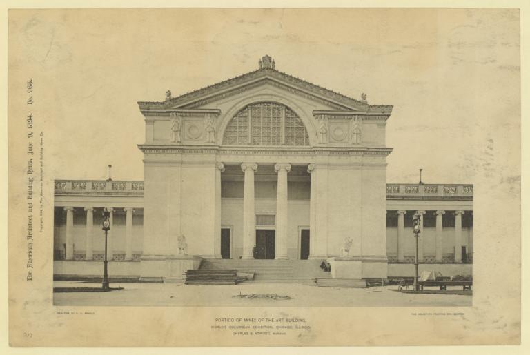 Portico of annex of the Art Building. World's Columbian Exhibition, Chicago, Illinois. Charles B. Atwood, Architect