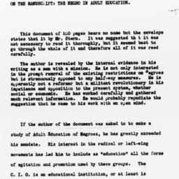 Memorandum from Alain Locke...