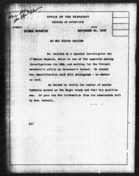 Memorandum from Katherine Ford regarding investigation of Eugene L. Horowitz by Milton Collins of O'Hanlon Reports, September 30, 1942