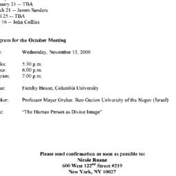 Announcements, 2000-11-15. ...