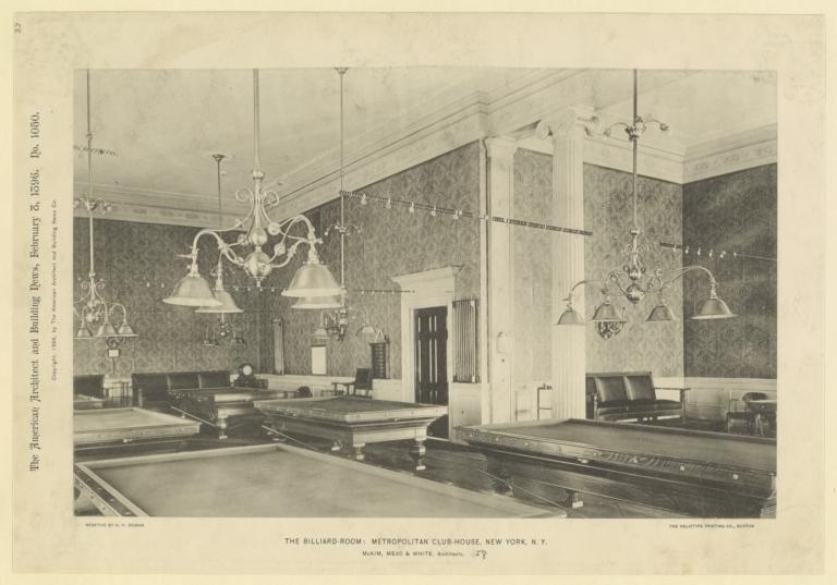 The Billiard-room: Metropolitan Club-House, New York, N. Y. McKim, Mead & White, Architects