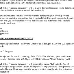 Announcements, 2015-10-15. ...