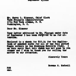 Letter from Rowena S. Hadse...