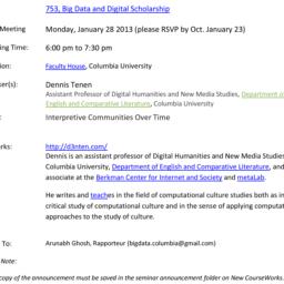 Announcements, 2013-02-11. ...