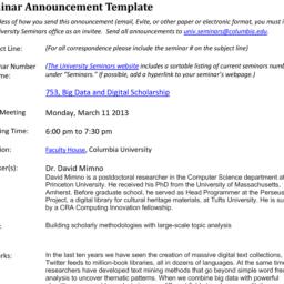 Announcements, 2013-03-11. ...