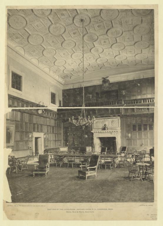 East end of the Living-room: Harvard Union, H. U., Cambridge, Mass. McKim, Mead & White, Architects