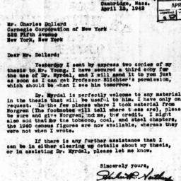 Letter from Herbert R. Nort...