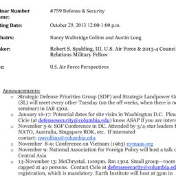 Minutes, 2013-10-29. Defens...