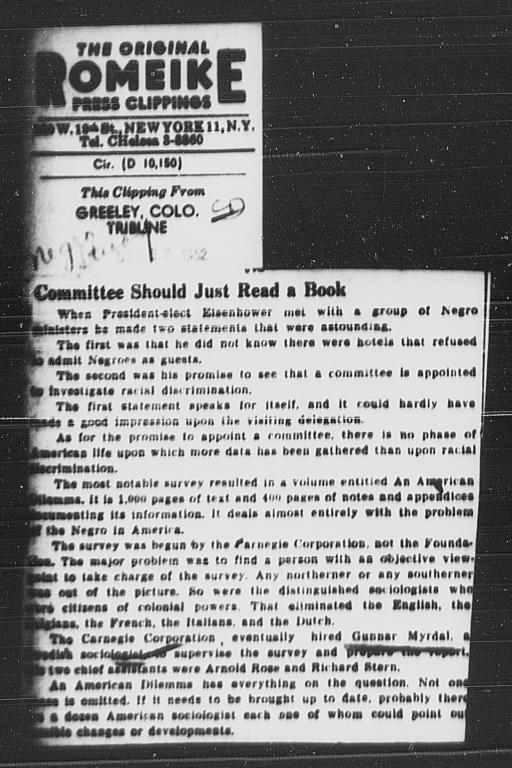 Article, "Committee Should Just Read a Book," GREELEY, COLO. TRIBUNE, December 27, 1952