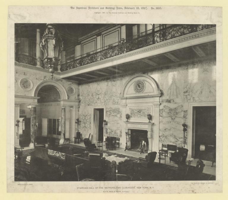 Staircase-hall of the Metropolitan Club-House, New York, N. Y. McKim, Mead & White, Architects