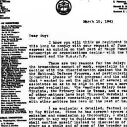 Letter from Walter Francis ...