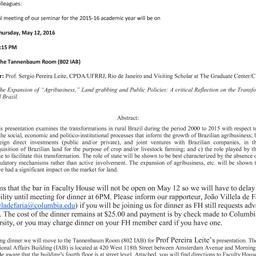 Announcements, 2016-05-12. ...