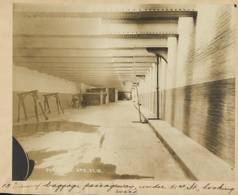 13. View of baggage passageway, under 31st St., looking west