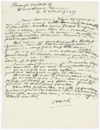 Letter from Joan Miró to Prince Aleksandr Shervashidze