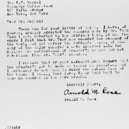 Letter from Arnold M. Rose ...