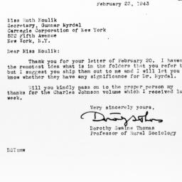 Letter from Dorothy S. Thom...