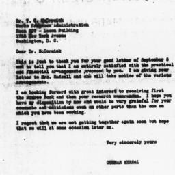 Letter from Gunnar Myrdal t...