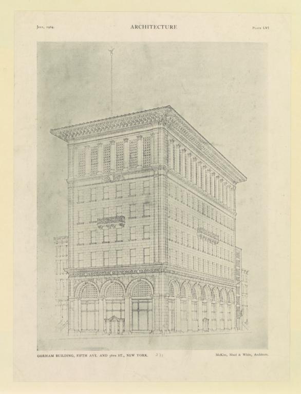 Plate LVI. Gorham Building, Fifth Ave., and 36th St., New York. McKim, Mead & White, Architects