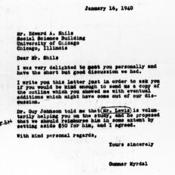 Letter from Gunnar Myrdal t...