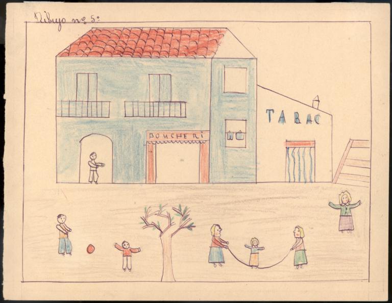 This Drawing Shows Boys Playing Ball In Front Of The Plaza Of Cerbere I Am Playing With My Friends Dlc Catalog