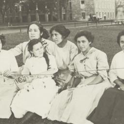 Six Young Women Sitting on ...