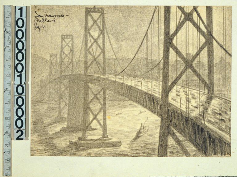 San Francisco Oakland Bay Bridge Calif Perspective Drawings Dlc Catalog