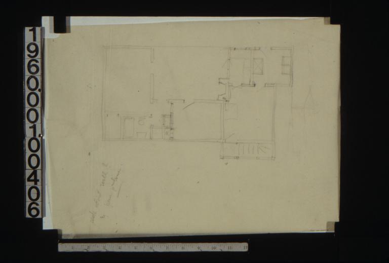 Rough sketch of ground floor plan of keeper's house.