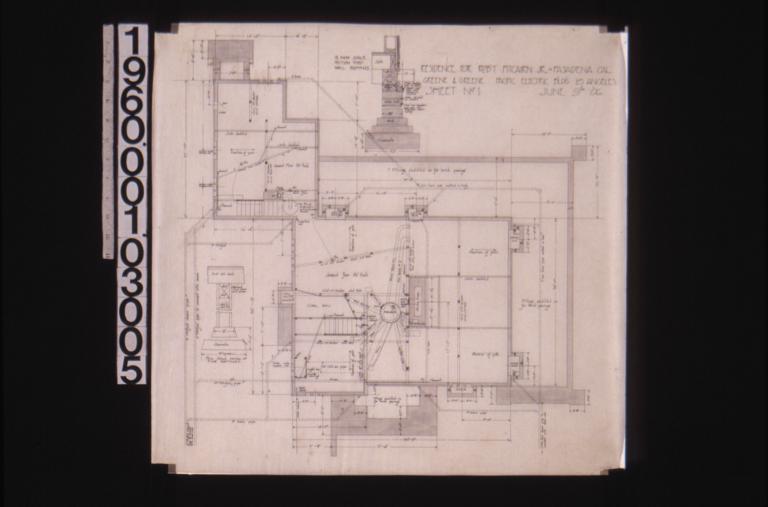 Foundation plan : section thro' wall footings\, detail of pier footings : Sheet no. 1\,