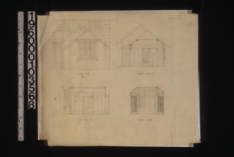 Elevations of addition -- north side exterior\, interior south end\, interior east\, interior north.