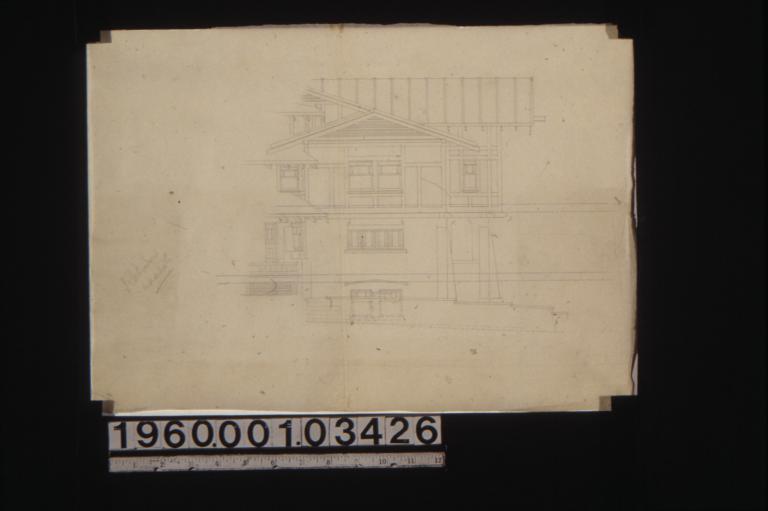 Exterior elevation of sleeping porch area