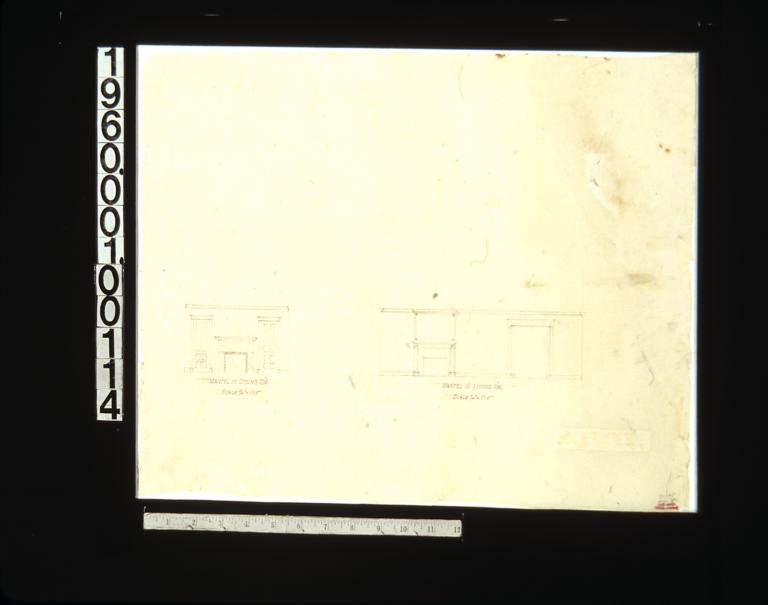 Elevations of mantel in dining r'm and mantel in living r'm.