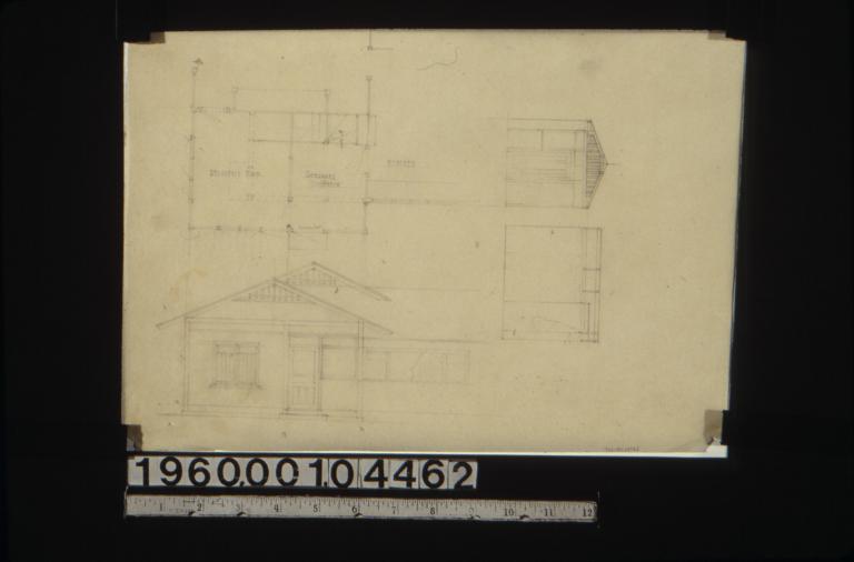 Partial plan with exterior and interior elevations