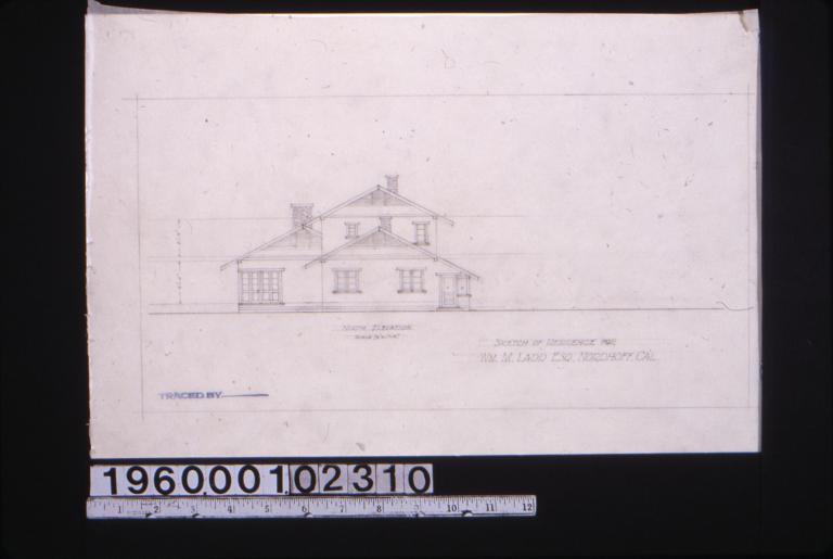 Sketch of residence -- north elevation.
