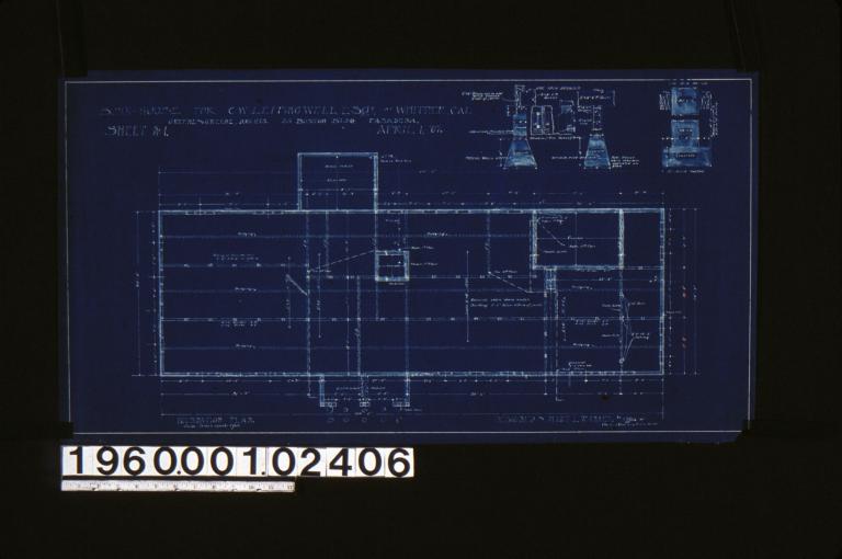 Foundation plan; foundation details -- typical wall section\, elevation of vent\, section of vent\, girder post footings (except where otherwise indicated on plan)\, chimney footing : Sheet no. 1\, (2)