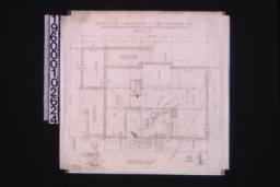 Foundation plan; details -- section thru living r'm chimney\, girder post footing\, section thru wall : Sheet no. 1.
