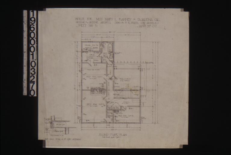 Second floor plan\, detail of 2nd story overhang : Sheet no. 3\, (3)