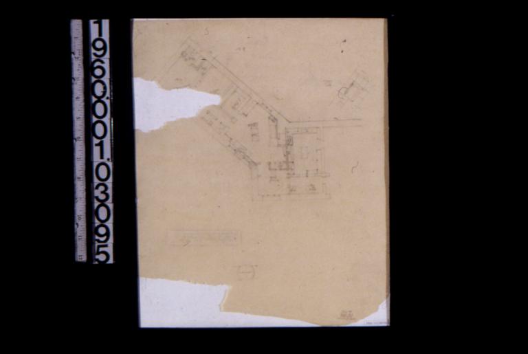 Partial floor plan\, unidentified sketches : #2.