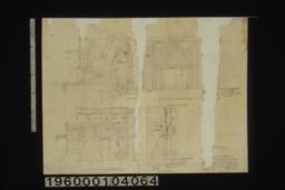Details of mantels -- plan; elevation of living r'm mantel with section on LC; elevation of reception r'm mantel with section on LC : Sheet no. 10.