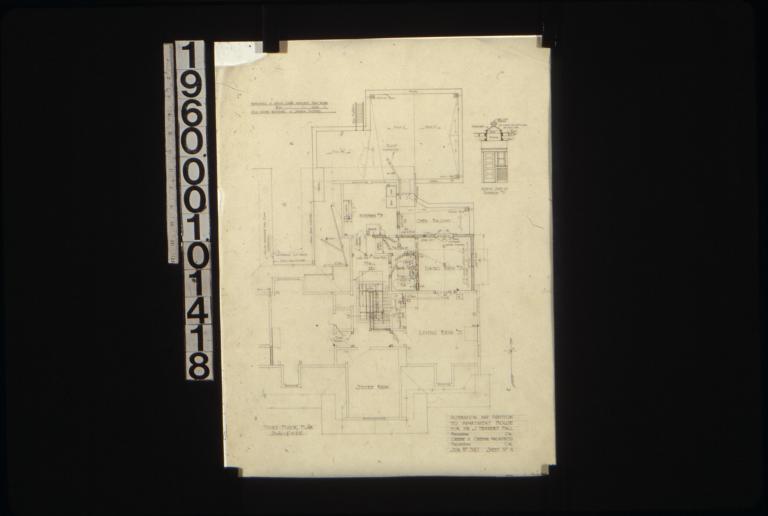 Third floor plan\, elevation of north side of bathroom #9 : Sheet no. 4.