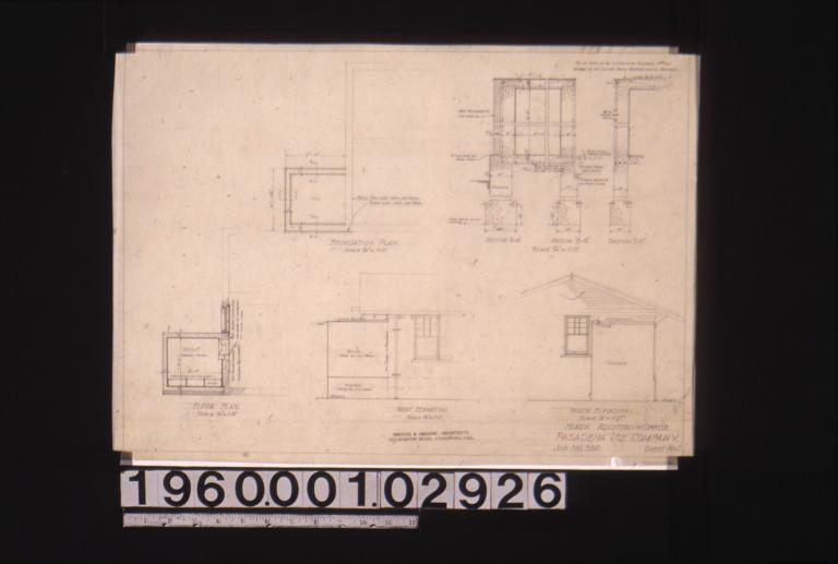 Vault -- foundation plan\, sections\, floor plan\, west elevation\, north elevation : Sheet no. 1\,