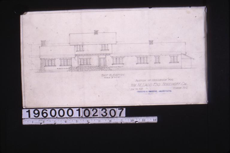 Sketch of residence -- east elevation. (2)