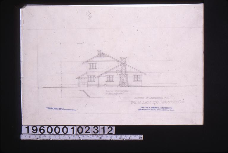 Sketch of residence -- south elevation. (2)