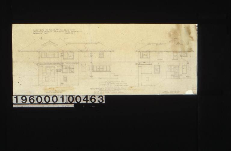 Partial south elevation\, east elevation\, 1 1/2 inch scale detail of girder across living room : Sheet no. 7.