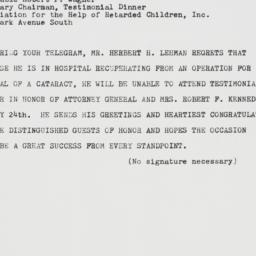 Telegram: 1962 May 18