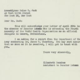 Letter: 1951 May 2