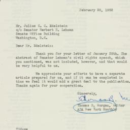 Letter: 1952 February 28