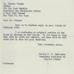 Letter: 1952 February 29