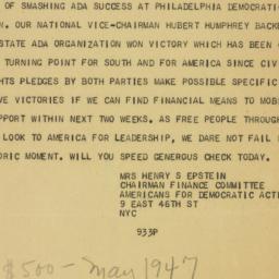 Telegram: 1948 July 19