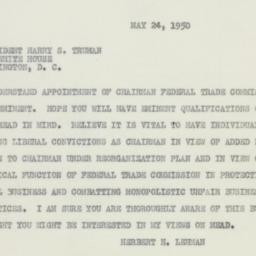 Telegram: 1950 May 24