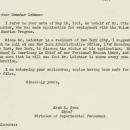 Letter: 1951 May 17